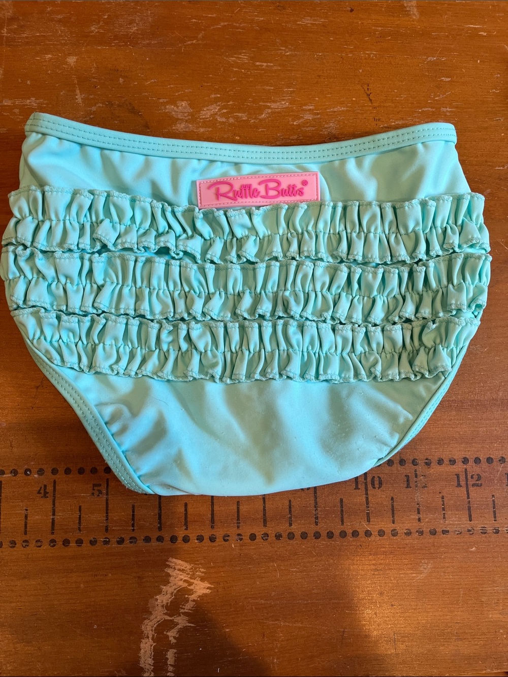 Set/2 RUFFLE BUTTS 4T Cream Confetti Print Ruffled Rash Guard & Bottoms - Picture 4 of 9